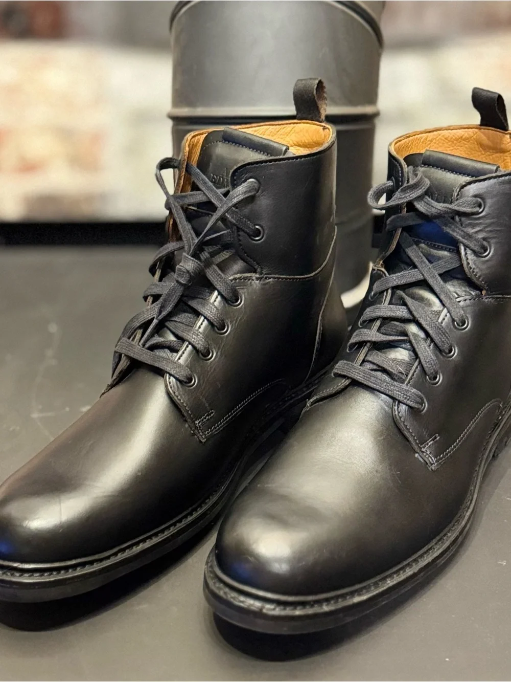 Allen Edmonds Black Leather Lace-Up Combat Boot